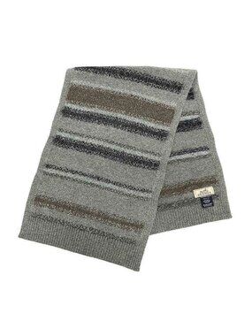 Hermes Knit Scarf Fade Stripe Wool Cashmere Gray